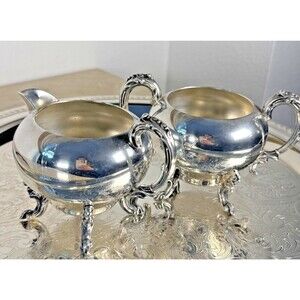 Sheridan Silver on Copper Vintage Sugar Bowl & Creamer Set, Polished